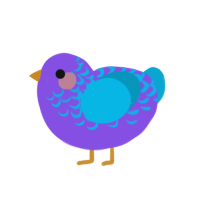 Paintbrush, a blurple and cerulean chicken with a half-lace pattern