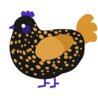 (unnamed), a sable and orange chicken with a speckle pattern