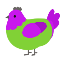 Imit, a grass and amethyst chicken with a head pattern