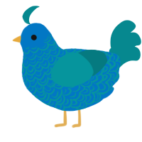 nifty, a sapphire and teal chicken with a double-lace pattern