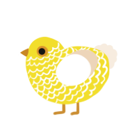 Dandelion, a yellow and cream chicken with a lace pattern