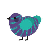 Invert, a overcast and turquoise chicken with a bar pattern