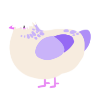 Lucy, a cream and lilac chicken with a neck-speckle pattern