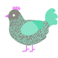 aquamarine, a ash and mint chicken with a double-lace pattern