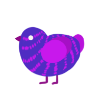 oug, a indigo and amethyst chicken with a bar pattern