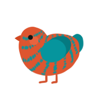 (unnamed), a vermilion and teal chicken with a bar pattern