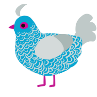 im losing it, a cerulean and silver chicken with a double-lace pattern