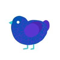 Bluberi, a ultramarine and indigo chicken with a double-lace pattern