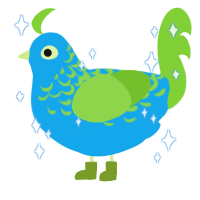 Frutiger, a sky and grass chicken with a half-lace pattern