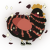 A sable and red chicken with a bar pattern