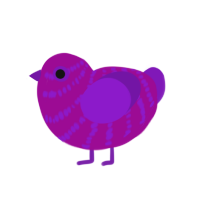 Bonita, a plum and violet chicken with a bar pattern