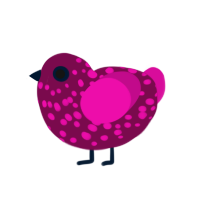 Yoinky Poinky, a wine and fuchsia chicken with a speckle pattern