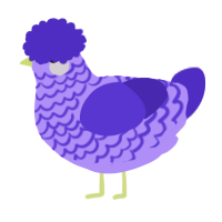 Precious, a lilac and indigo chicken with a lace pattern