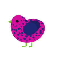 dragonfruit, a fuchsia and navy chicken with a speckle pattern