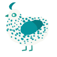 (unnamed), a white and teal chicken with a speckle pattern