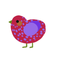 (unnamed), a crimson and blurple chicken with a speckle pattern