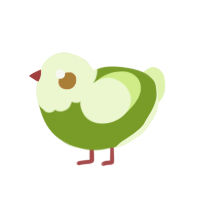 Green Apple, a chartreuse and apple chicken with a head pattern