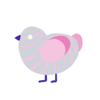 Anemone, a mist and pink chicken with a bar pattern