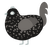 A sable and grey chicken with a speckle pattern