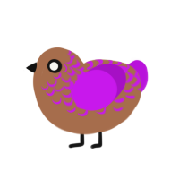 Blinding Blizzard, a brown and amethyst chicken with a half-lace pattern