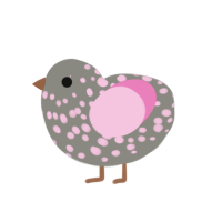 Cherry Blossom II, a ash and pink chicken with a speckle pattern