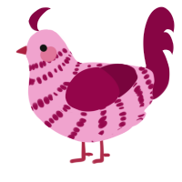 (unnamed), a pink and maroon chicken with a bar pattern