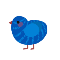 Daba Dee Daba Doo, a ultramarine and sapphire chicken with a bar pattern