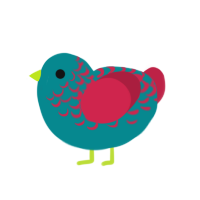 (unnamed), a teal and crimson chicken with a half-lace pattern