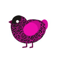 (unnamed), a sable and fuchsia chicken with a double-lace pattern