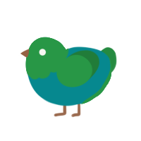 Mewo, a teal and viridian chicken with a head pattern