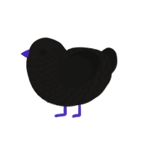 speak no evil, a sable and black chicken with a lace pattern