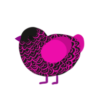 Mel0nzzz, a sable and fuchsia chicken with a double-lace pattern