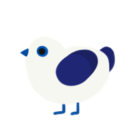 Laceless, a white and navy chicken