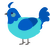 A aqua and ultramarine chicken with a head pattern