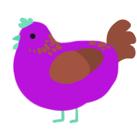 Unpleasant Gradient, a amethyst and russet chicken with a neck-speckle pattern