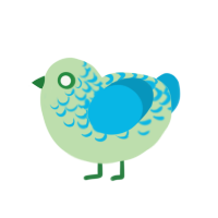 Glorp, a gluppy and cerulean chicken with a half-lace pattern