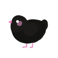 Blushy babey, a black and sable chicken with a head pattern