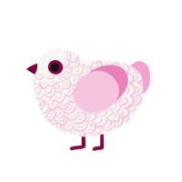 Angel Dust, a white and pink chicken with a double-lace pattern