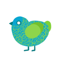 Slimewave, a cerulean and grass chicken with a double-lace pattern