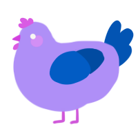 Amethys7, a lilac and ultramarine chicken