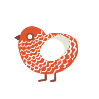 Pumpkin Pie, a vermilion and white chicken with a lace pattern