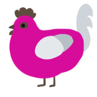 UNCERTAIN, a fuchsia and mist chicken