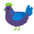 A overcast and sapphire chicken with a neck-band pattern