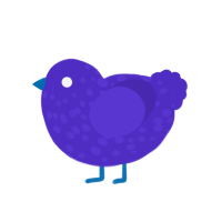 Parp, a indigo chicken with a speckle pattern