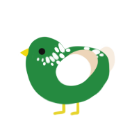 (unnamed), a viridian and cream chicken with a neck-speckle pattern