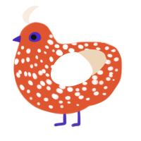 (unnamed), a vermilion and cream chicken with a speckle pattern