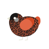 (unnamed), a sable and vermilion chicken with a double-lace pattern