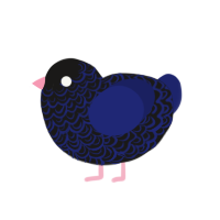 Emo Pigeon, a sable and navy chicken with a double-lace pattern