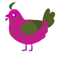 (unnamed), a fuchsia and olive chicken with a bar pattern