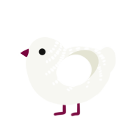 Snow White, a white chicken with a half-bar pattern